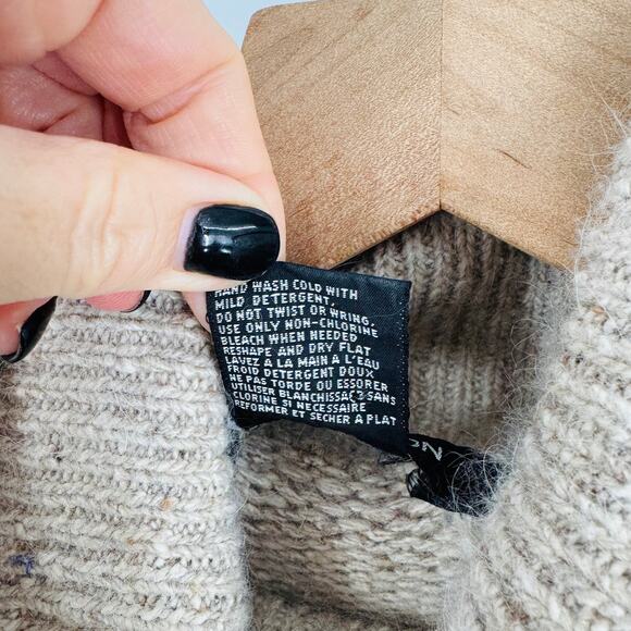 Vintage I.B. Diffusion Fringe Turtleneck Sweater Taupe Cream Silk Angora Size M - Picture 5 of 7